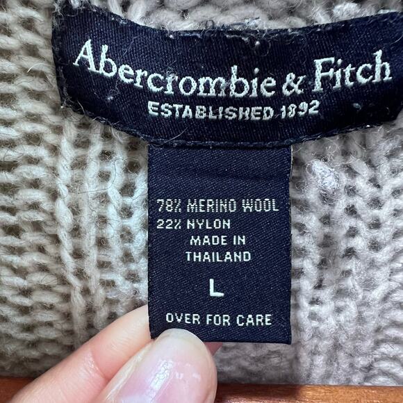 Y2K Abercrombie & Fitch Wool Blend Knit Hooded Cardigan Sweater Women's size L - Picture 6 of 10